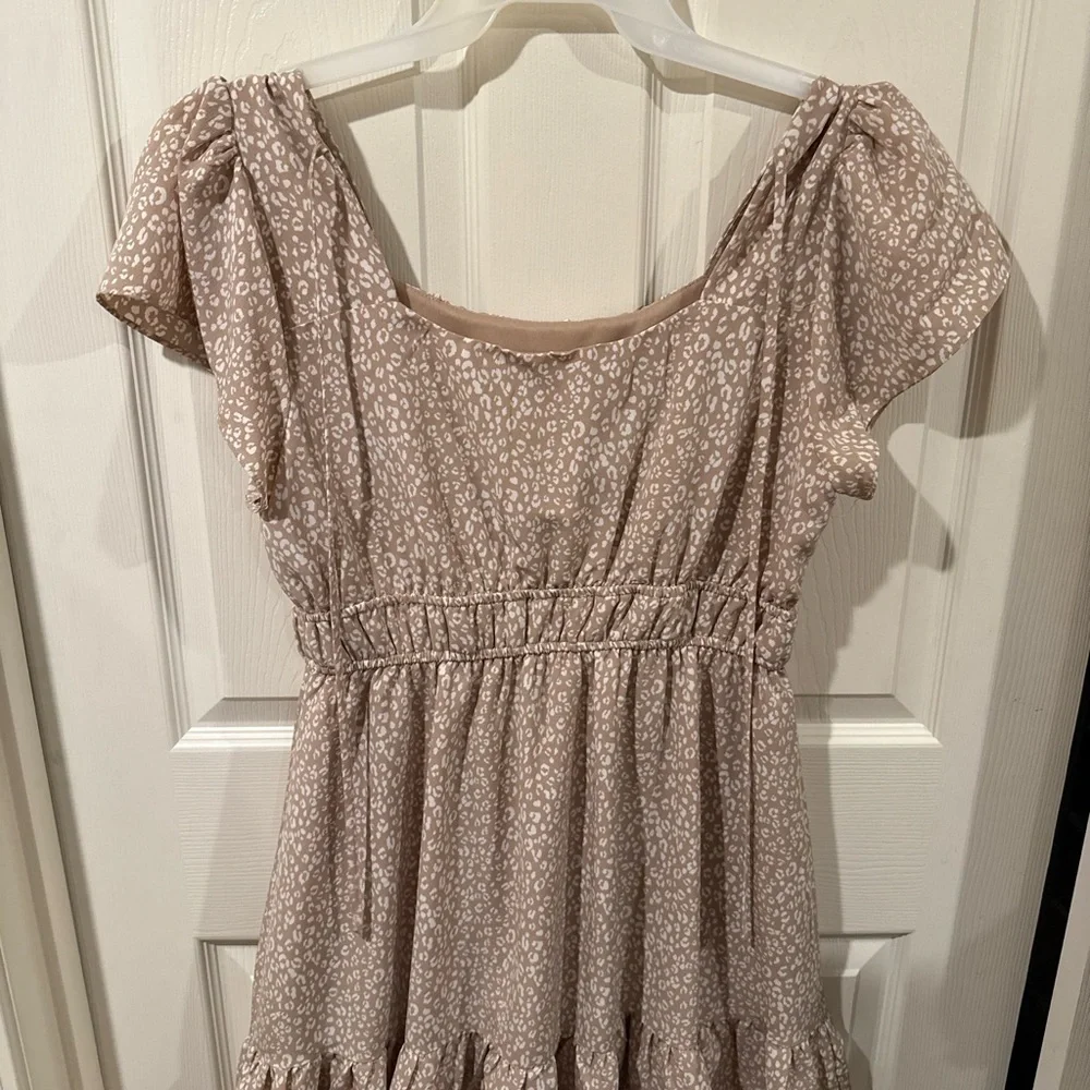 Altar'd State Tan and Cream Patterned Mini Dress - Picture 2 of 3